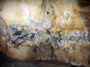 La grande fresque de la salle du fond de la grotte Chauvet © Jean Clottes - Centre national de la Préhistoire